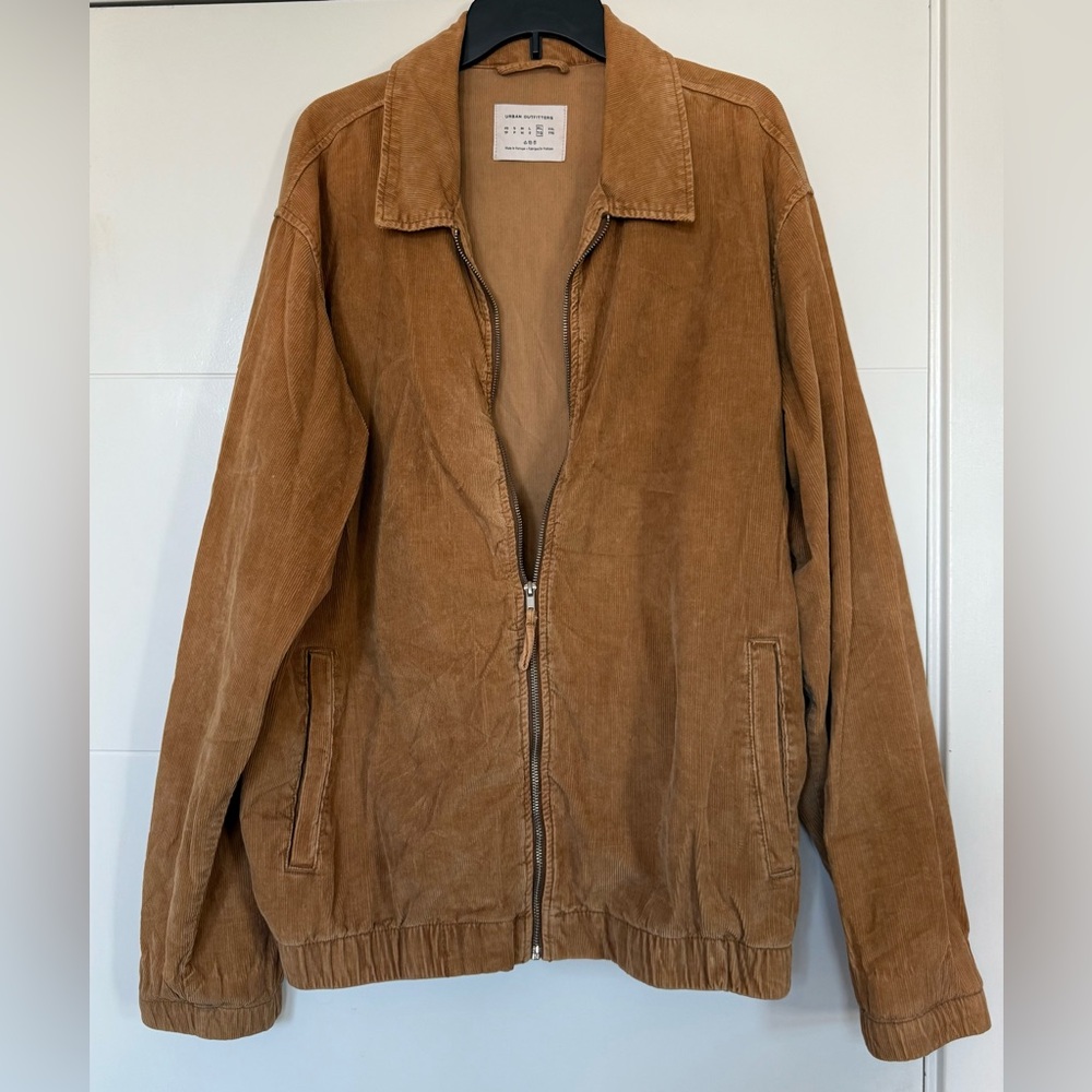 Urban Outfitters Corduroy Zip-Up Jacket in Warm Brown